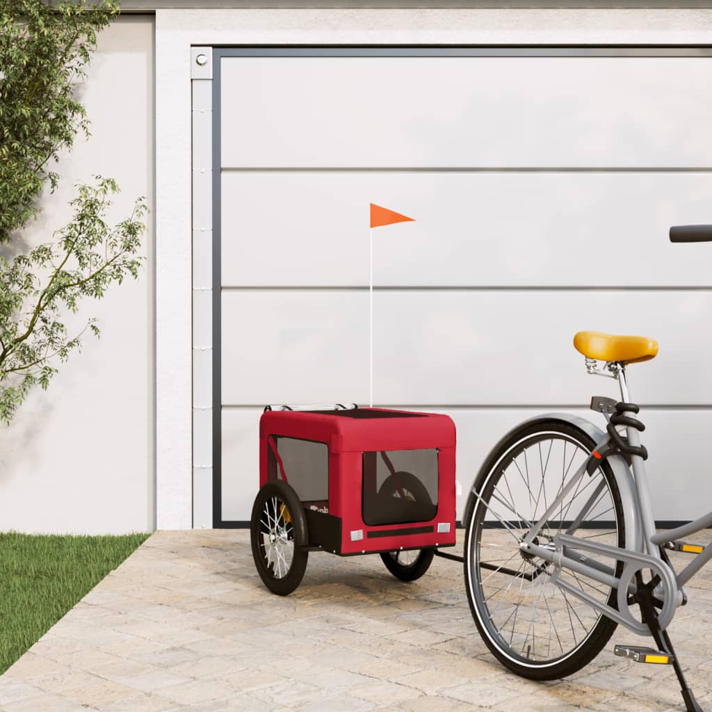 Vetonek Remolque de bicicleta mascotas hierro tela Oxford rojo negro