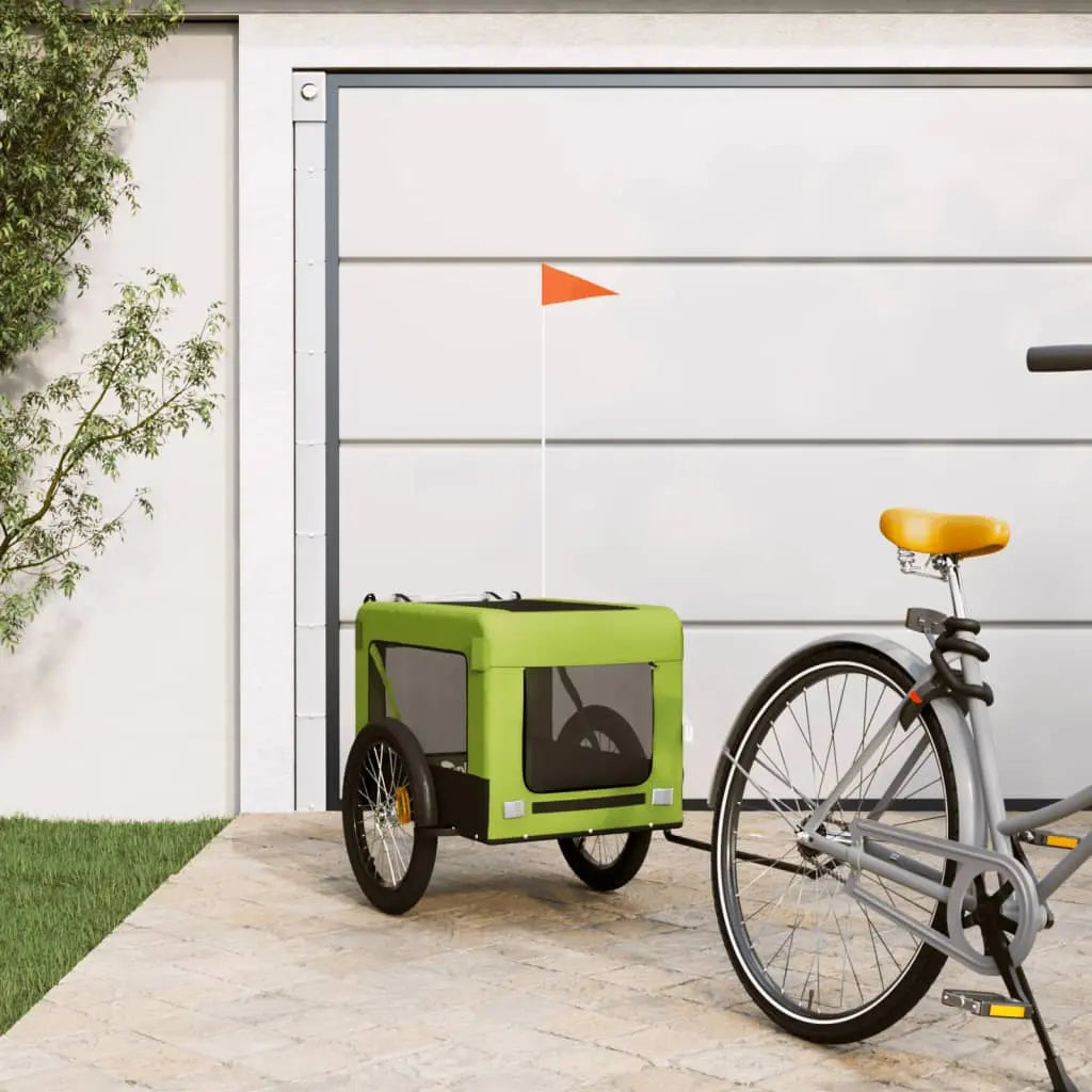 Vetonek Remolque de bicicleta mascotas hierro tela Oxford verde negro