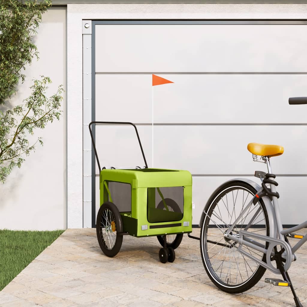 Vetonek Remolque de bicicleta mascotas hierro tela Oxford verde negro