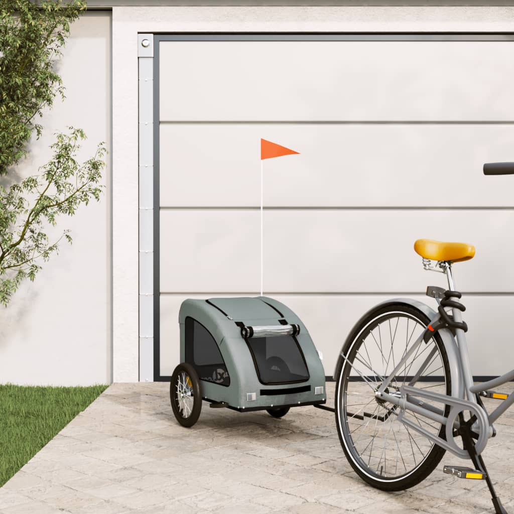 Vetonek Remolque de bicicleta mascotas hierro tela Oxford gris