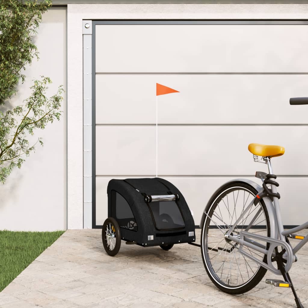 Vetonek Remolque de bicicleta mascotas hierro tela Oxford negro