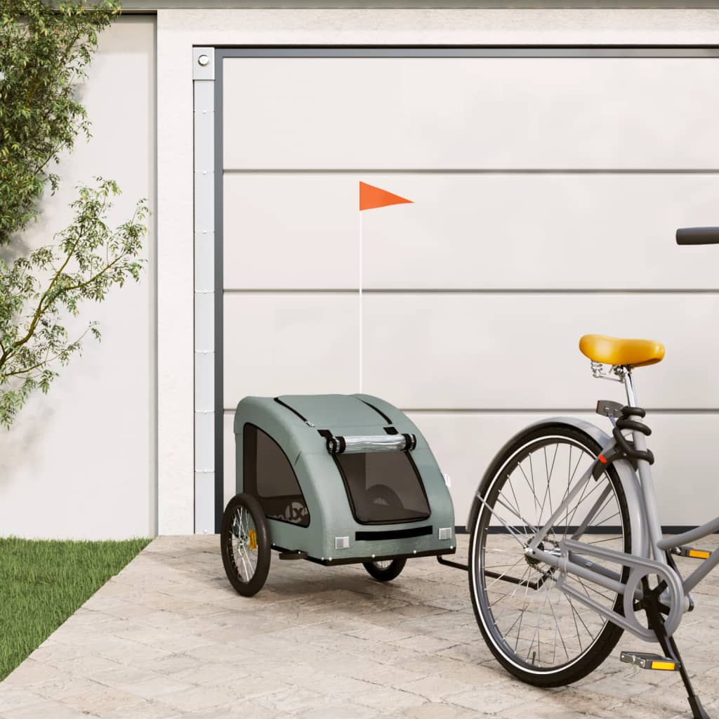 Vetonek Remolque de bicicleta mascotas hierro tela Oxford gris