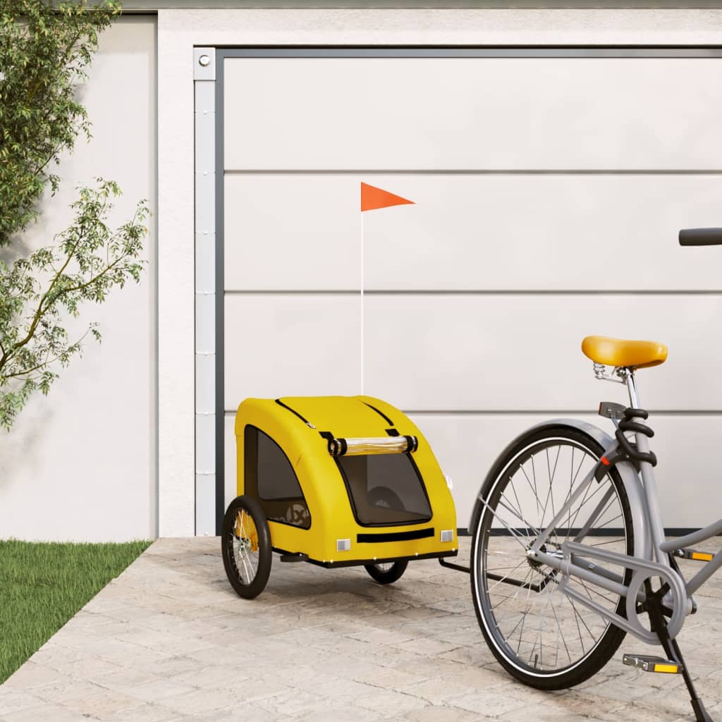 Vetonek Remolque de bicicleta mascotas hierro tela Oxford amarillo