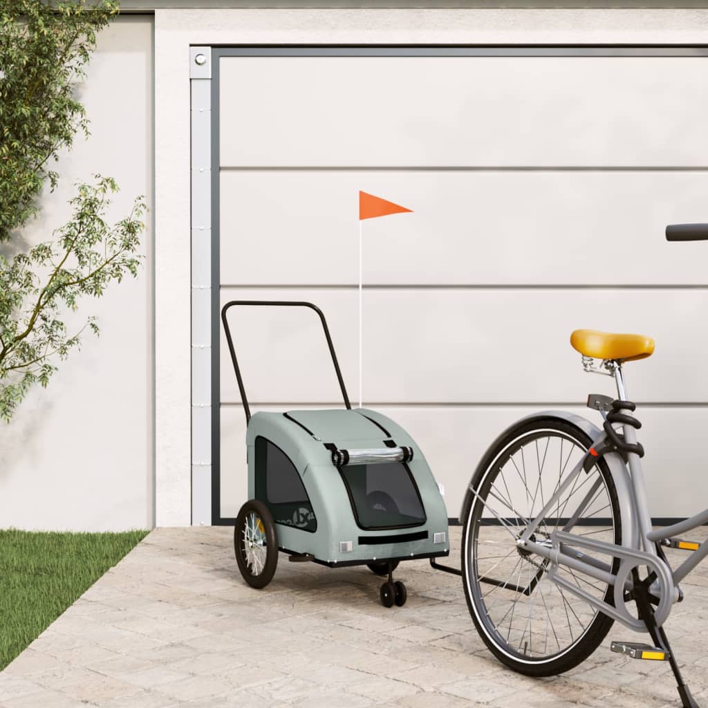 Vetonek Remolque de bicicleta mascotas hierro tela Oxford gris