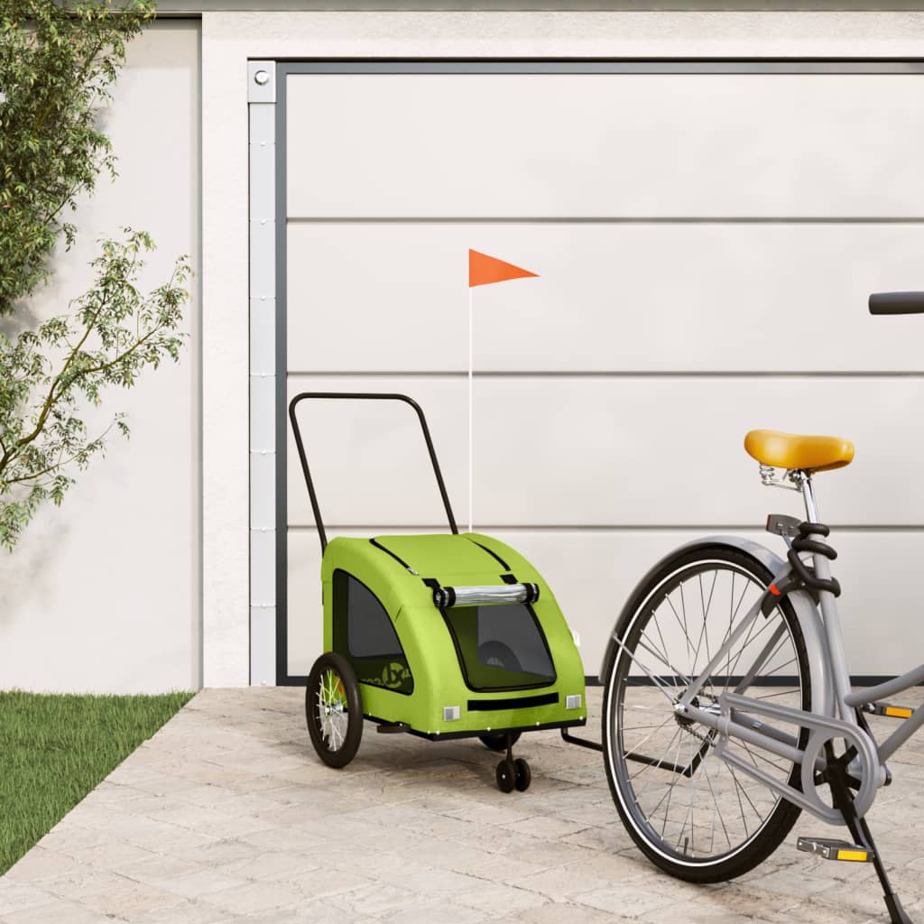 Vetonek Remolque de bicicleta mascotas hierro tela Oxford verde