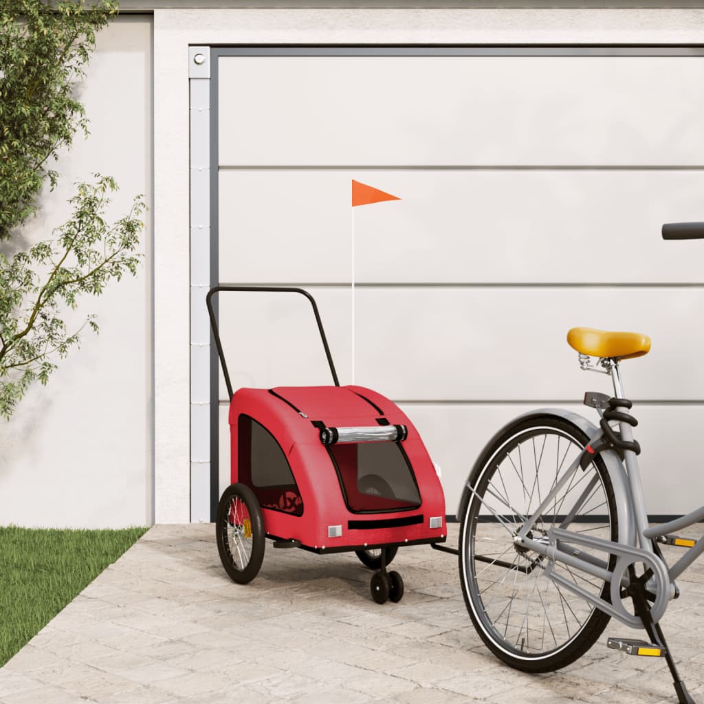 Vetonek Remolque de bicicleta mascotas hierro tela Oxford rojo