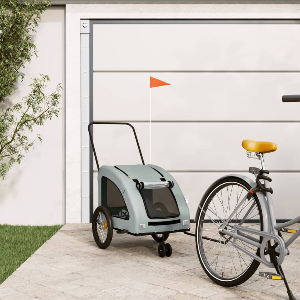 Vetonek Remolque de bicicleta mascotas hierro tela Oxford gris