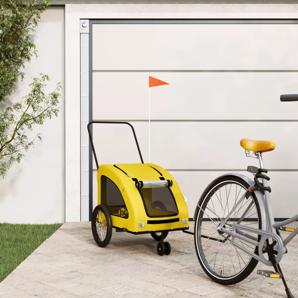 Vetonek Remolque de bicicleta mascotas hierro tela Oxford amarillo