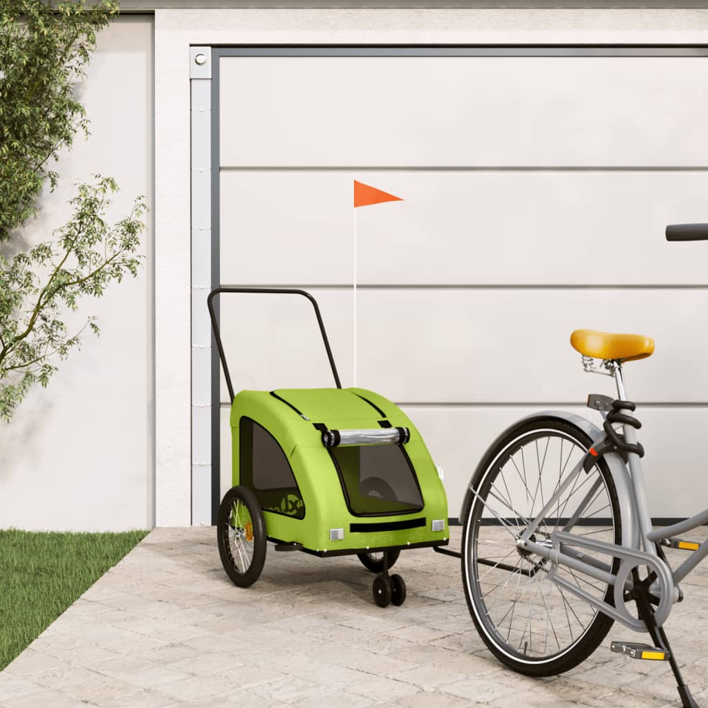 Vetonek Remolque de bicicleta mascotas hierro tela Oxford verde