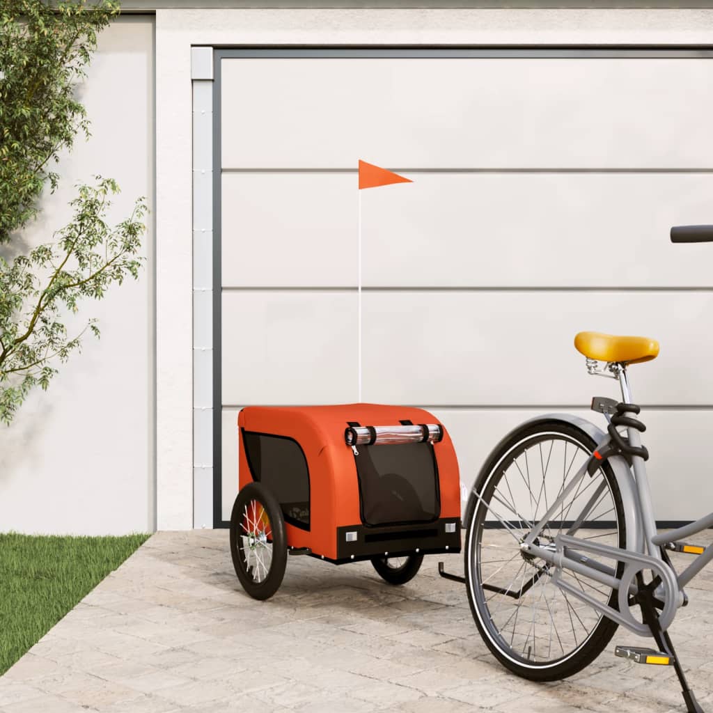 Vetonek Remolque de bicicleta mascotas hierro tela Oxford naranja negro