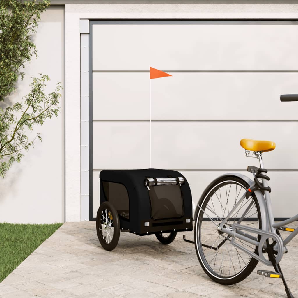 Vetonek Remolque de bicicleta mascotas hierro tela Oxford negro