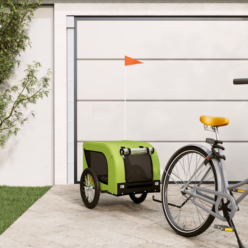 Vetonek Remolque de bicicleta mascotas hierro tela Oxford verde negro