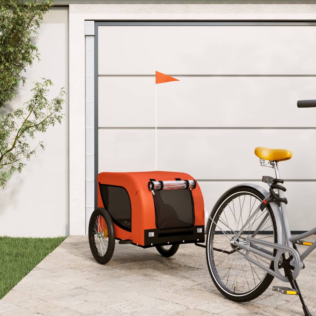 Vetonek Remolque de bicicleta mascotas hierro tela Oxford naranja negro