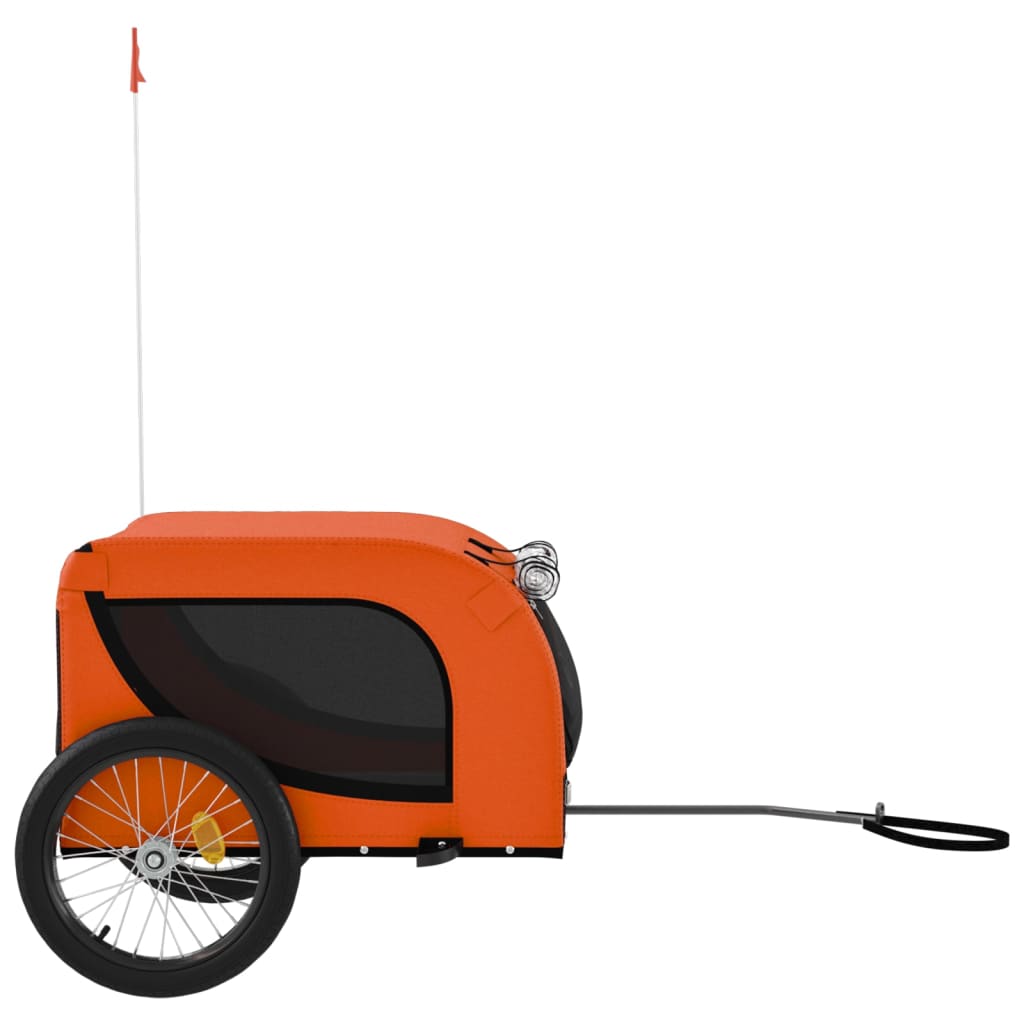 Remolque de bicicleta mascotas hierro tela Oxford naranja negro vidaXL