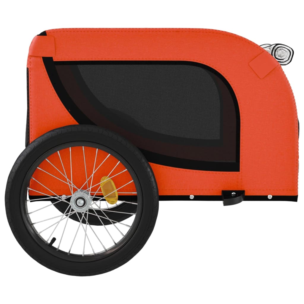 Remolque de bicicleta mascotas hierro tela Oxford naranja negro vidaXL