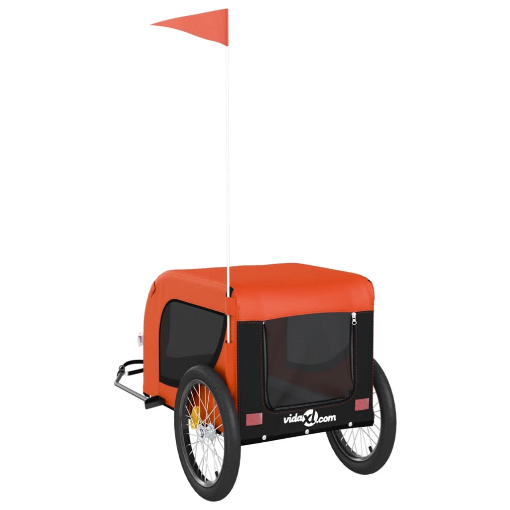 Remolque de bicicleta mascotas hierro tela Oxford naranja negro vidaXL