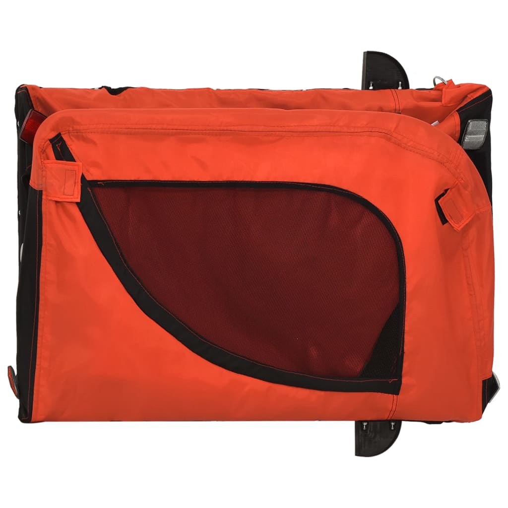 Remolque de bicicleta mascotas hierro tela Oxford naranja negro vidaXL