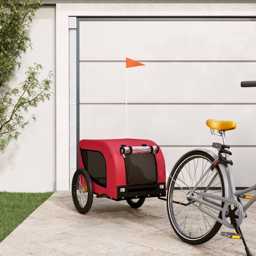 Vetonek Remolque de bicicleta mascotas hierro tela Oxford rojo negro