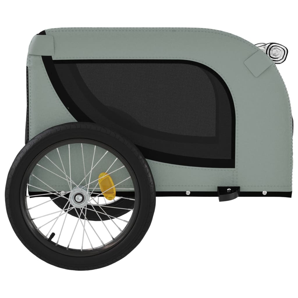 Remolque de bicicleta mascotas hierro tela Oxford gris negro vidaXL