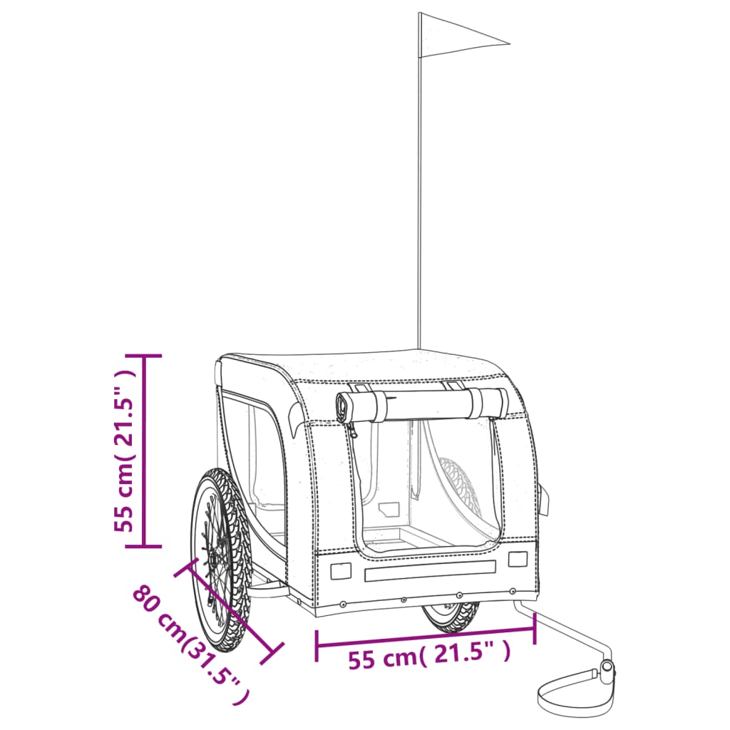 Remolque de bicicleta mascotas hierro tela Oxford gris negro vidaXL