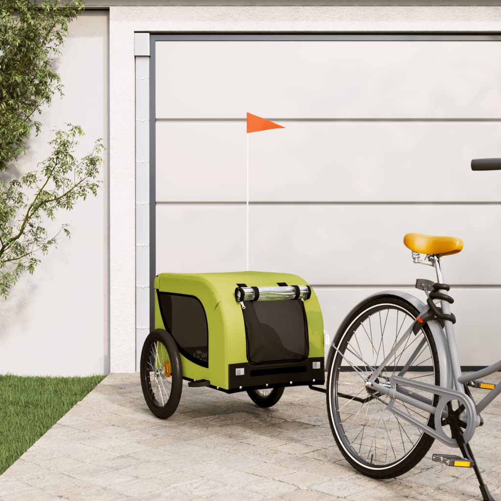 Vetonek Remolque de bicicleta mascotas hierro tela Oxford verde negro