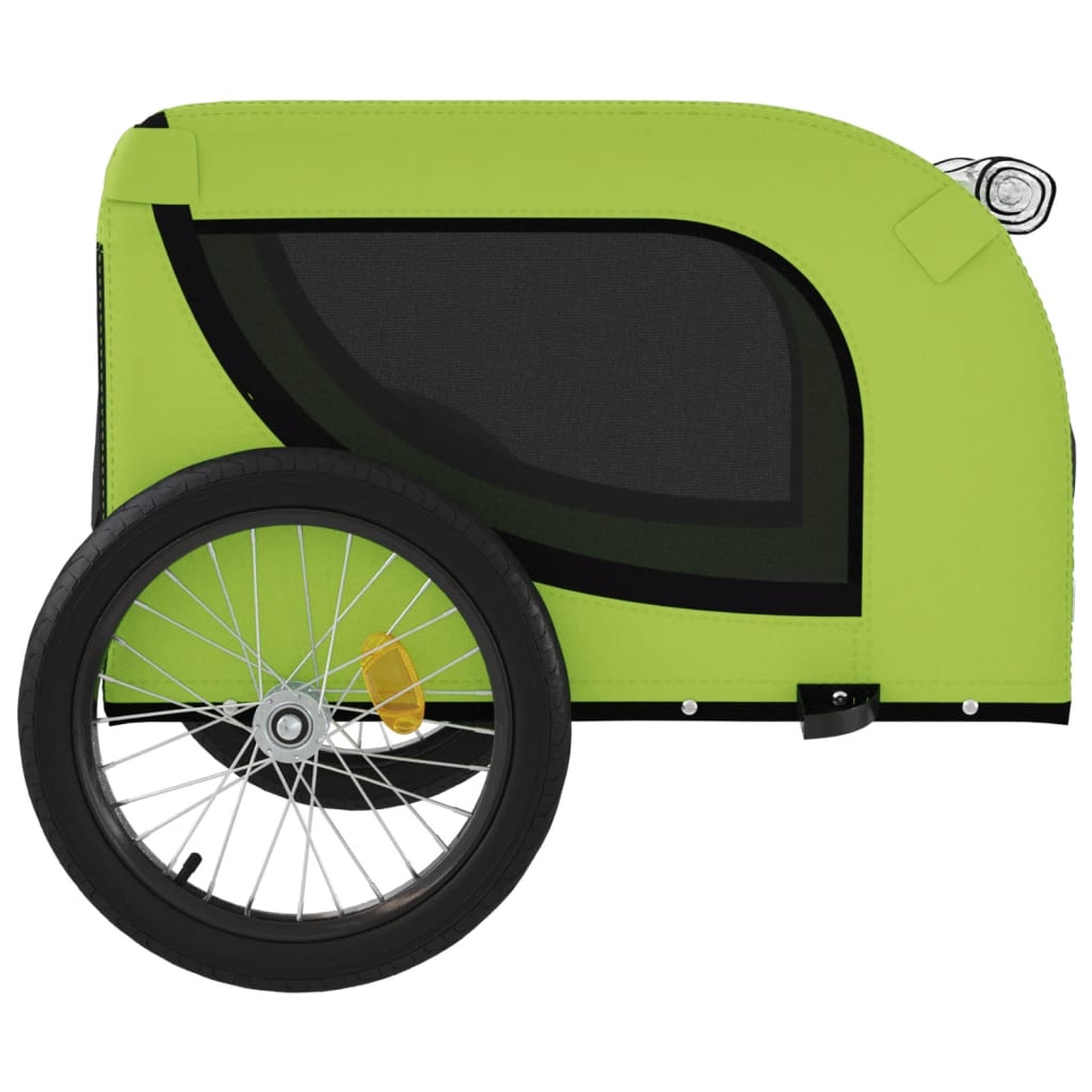 Remolque de bicicleta mascotas hierro tela Oxford verde negro vidaXL