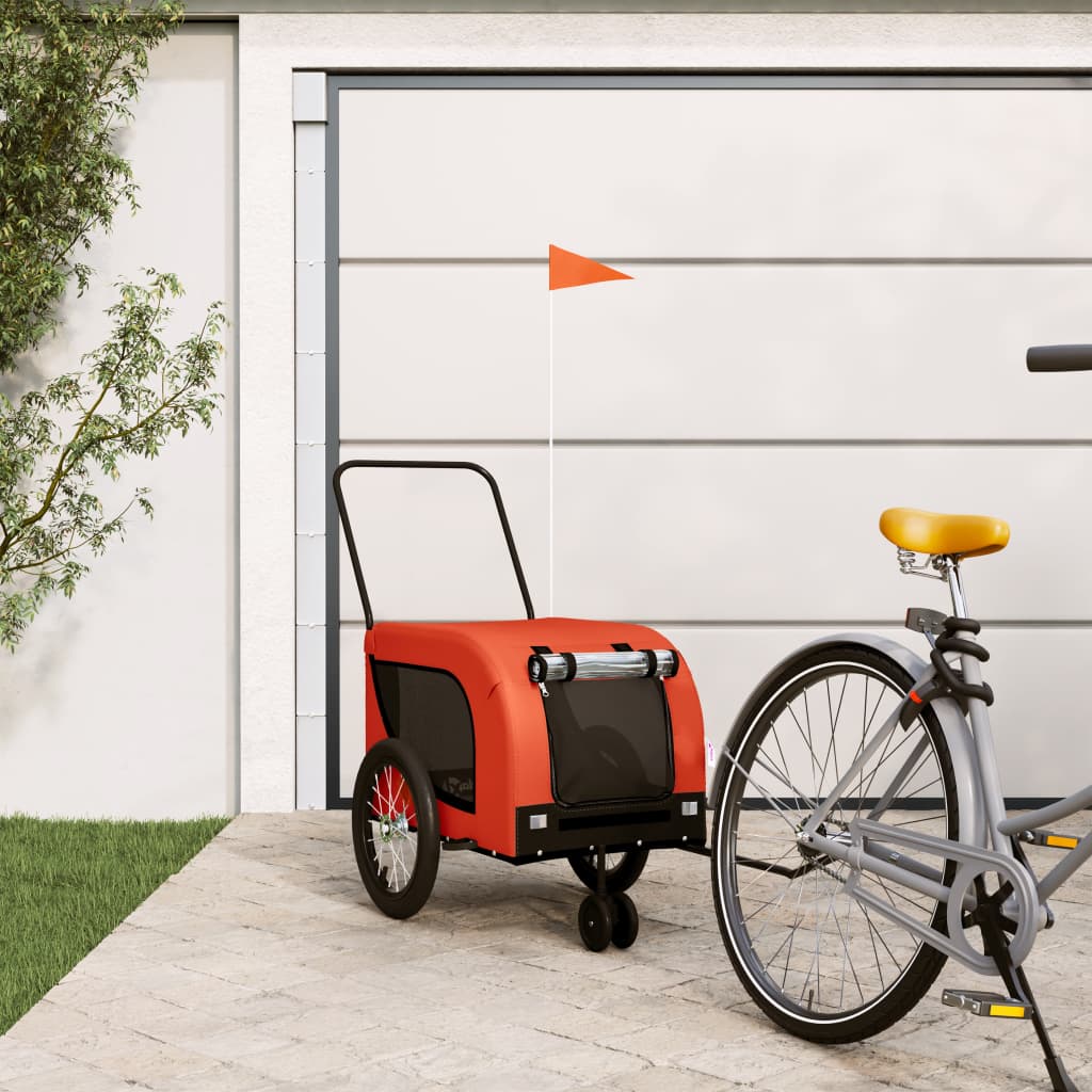 Vetonek Remolque de bicicleta mascotas hierro tela Oxford naranja negro