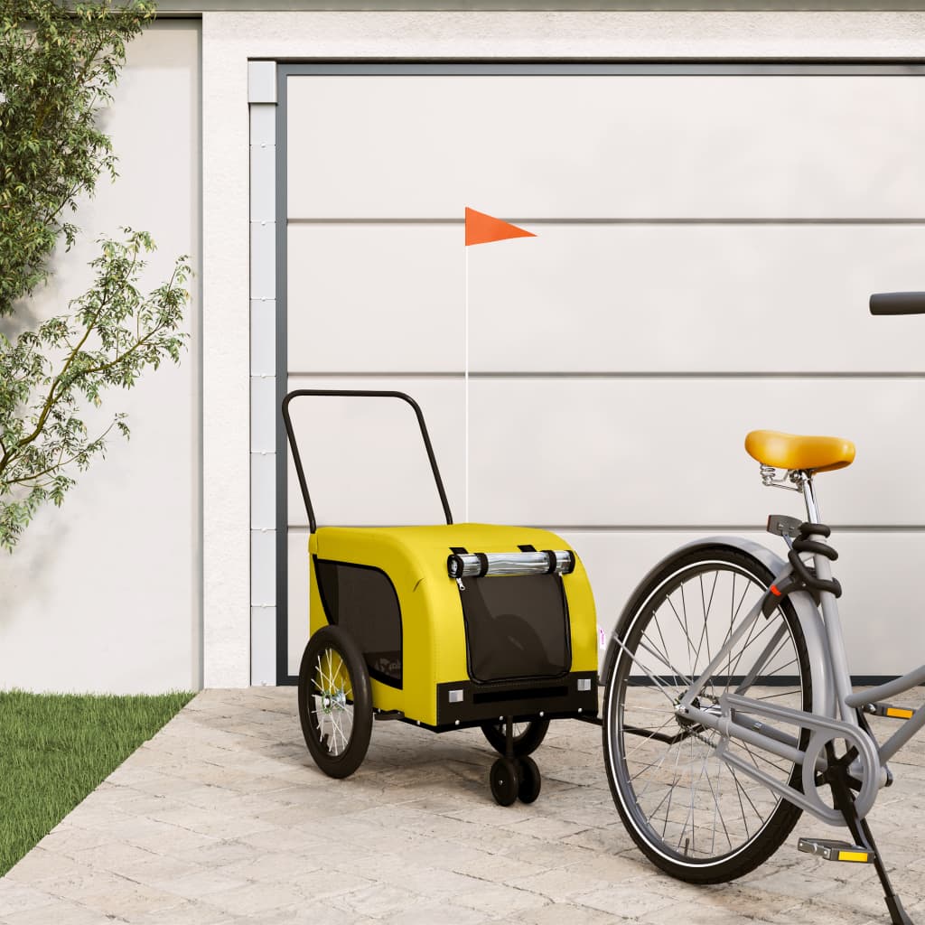 Vetonek Remolque bicicleta mascotas hierro tela Oxford amarillo negro