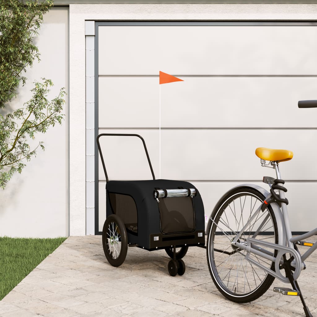 Vetonek Remolque de bicicleta mascotas hierro tela Oxford negro