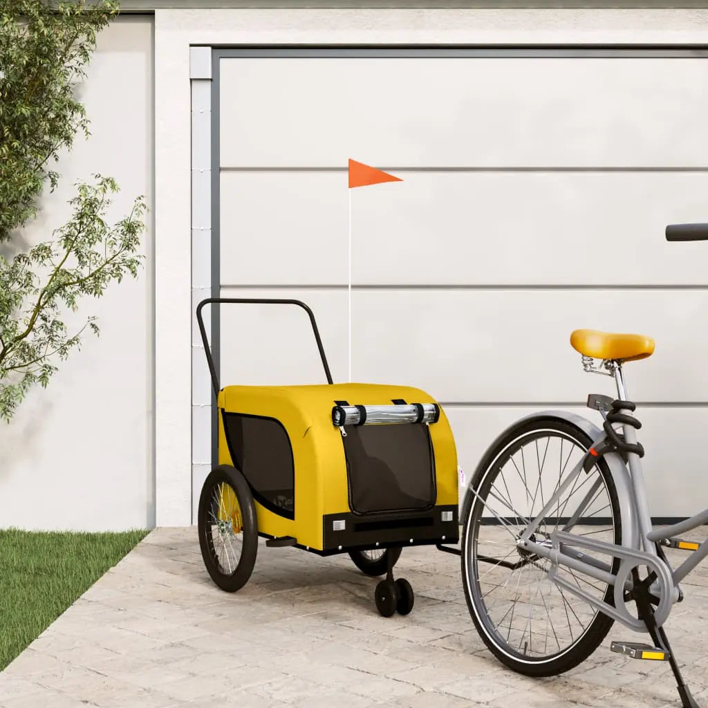 Vetonek Remolque bicicleta mascotas hierro tela Oxford amarillo negro