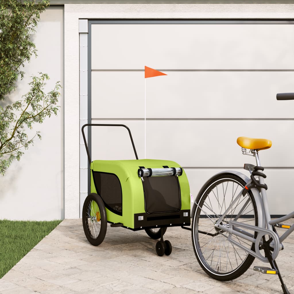 Vetonek Remolque de bicicleta mascotas hierro tela Oxford verde negro