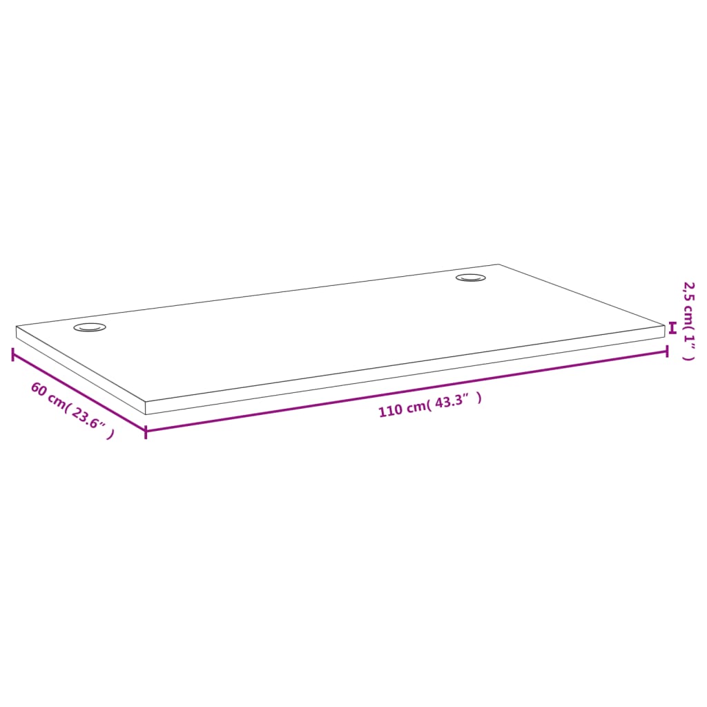 Desktop de bambu 110x60x2.5 cm