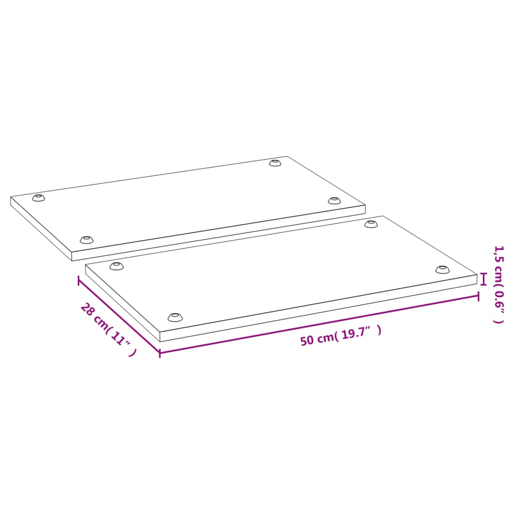 vidaXL Cubiertas de cocina 2 uds bambú 50x28x1,5 cm vidaXL