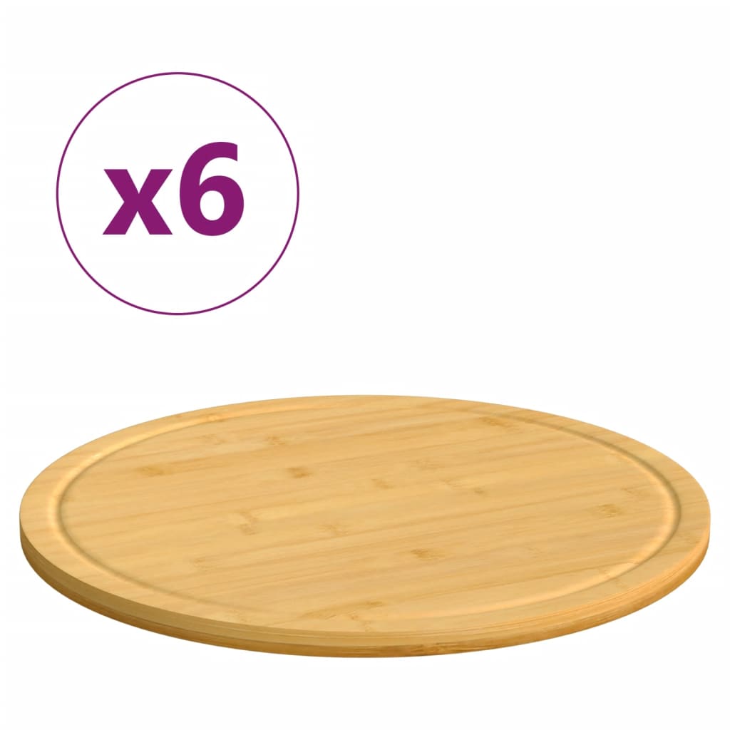 Vetonek Tablas de cortar 6 uds bambú Ø30x1,5 cm