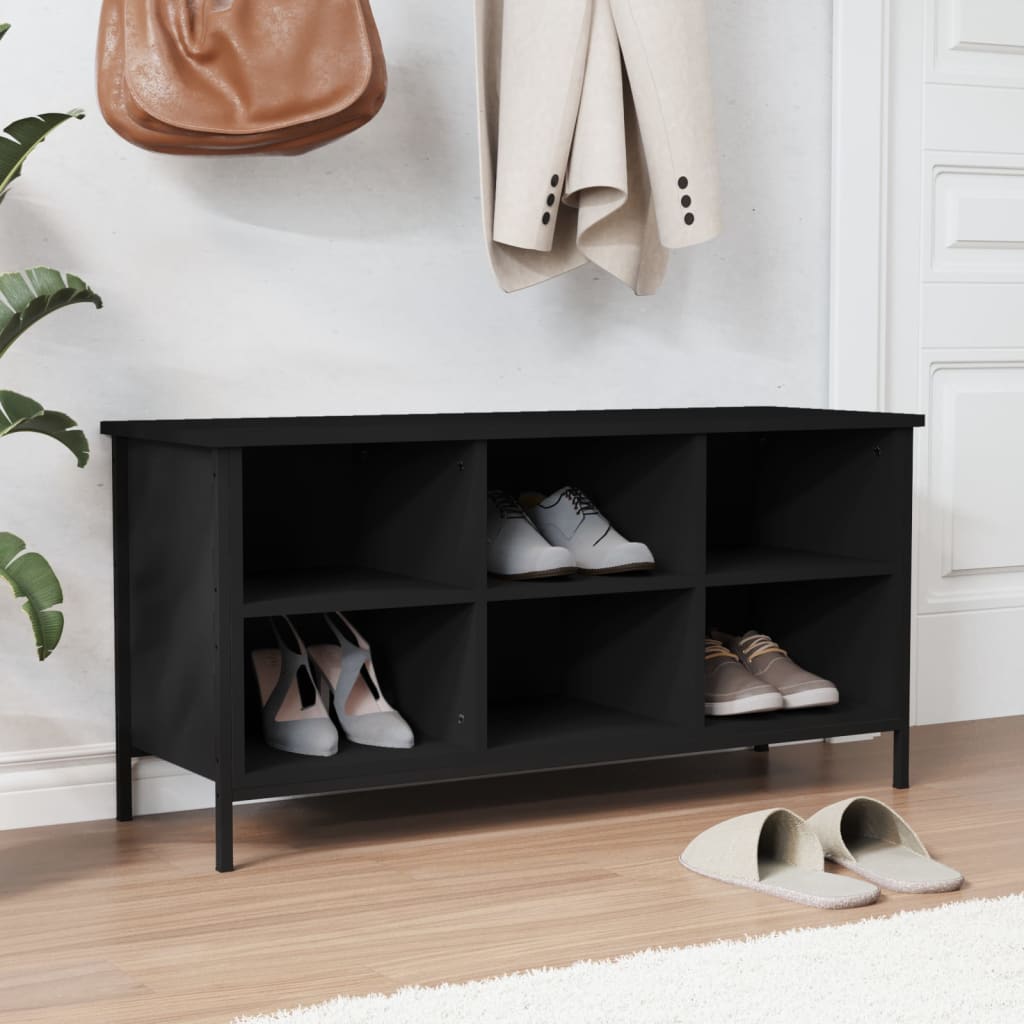 Vetonek Mueble zapatero madera contrachapada negro 100x35x50 cm