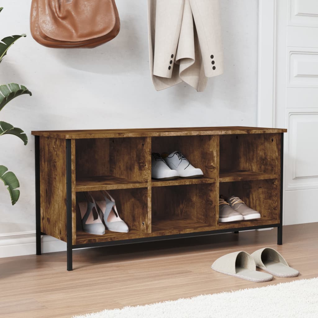 Vetonek Mueble zapatero madera contrachapada roble ahumado 100x35x50 cm