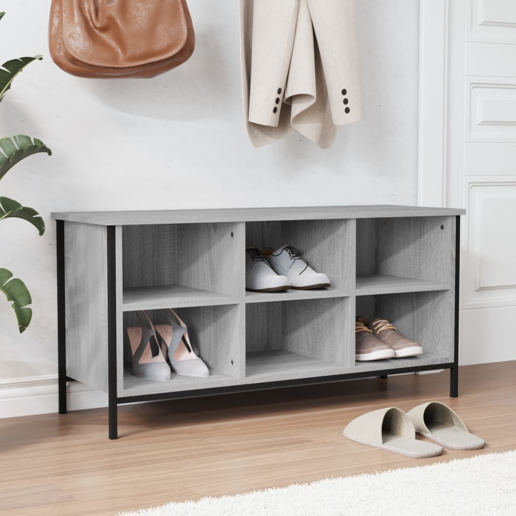 Vetonek Mueble zapatero madera contrachapada gris Sonoma 100x35x50 cm