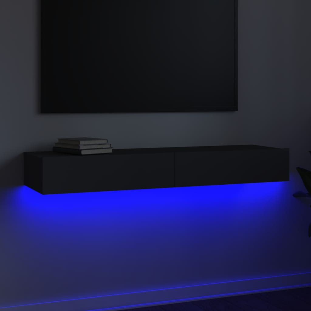 Móveis de TV com luzes LED cinza 120x35x15.5 cm