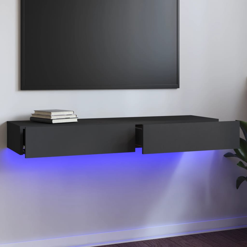 Vetonek Mueble para TV con luces LED gris 120x35x15,5 cm