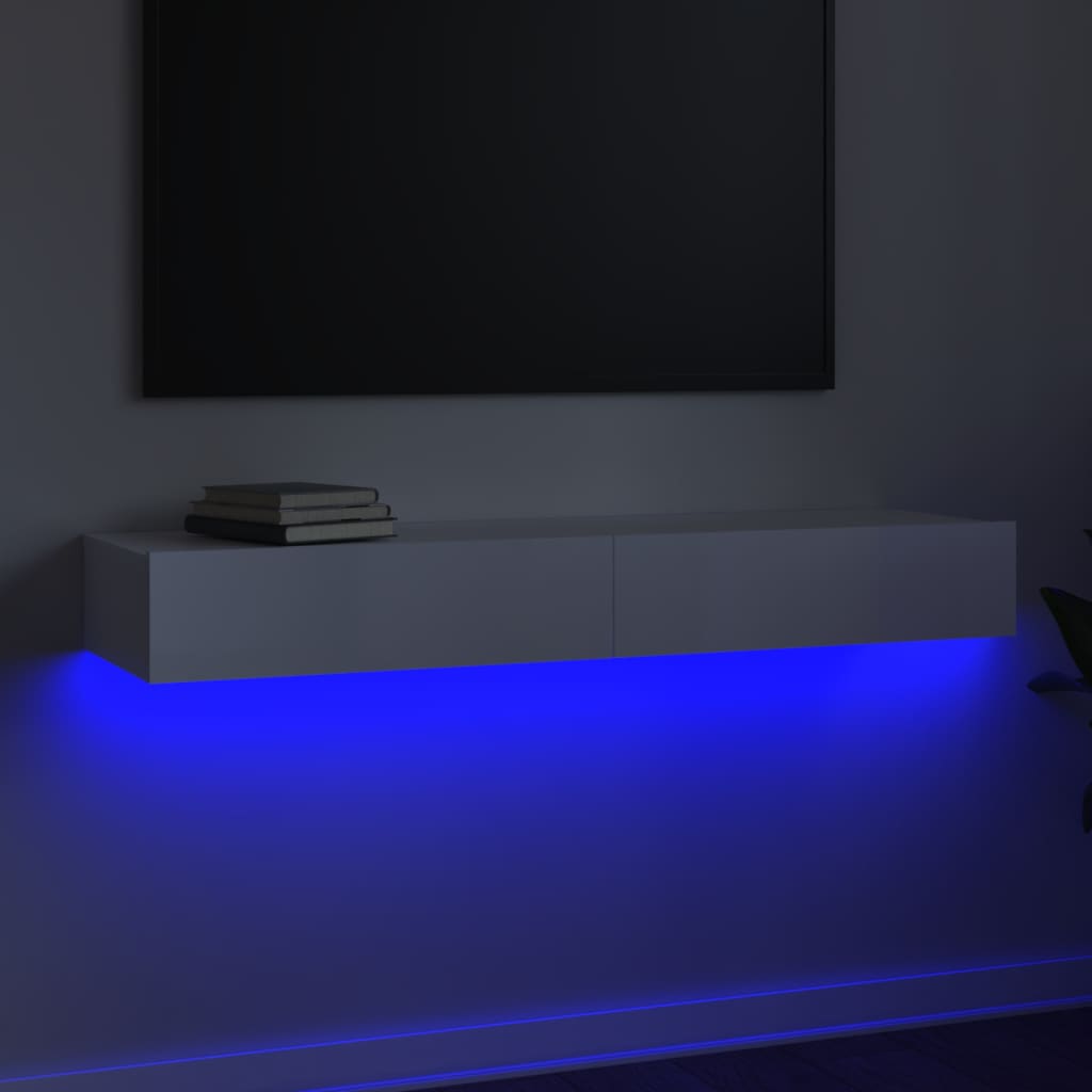 Móveis de TV com luzes LED brancas brilhantes 120x35x15.5 cm