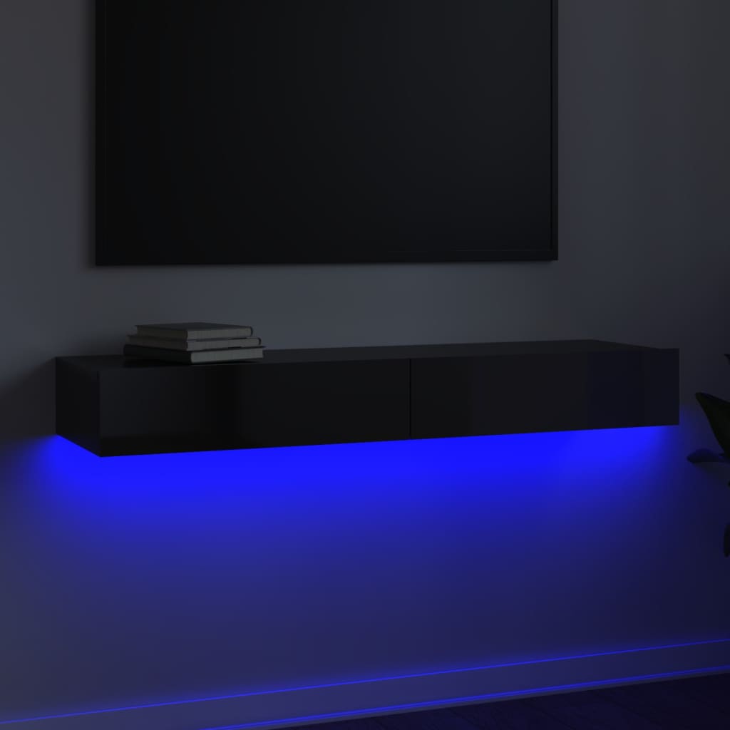 TV furniture with bright black LED lights 120x35x15.5 cm