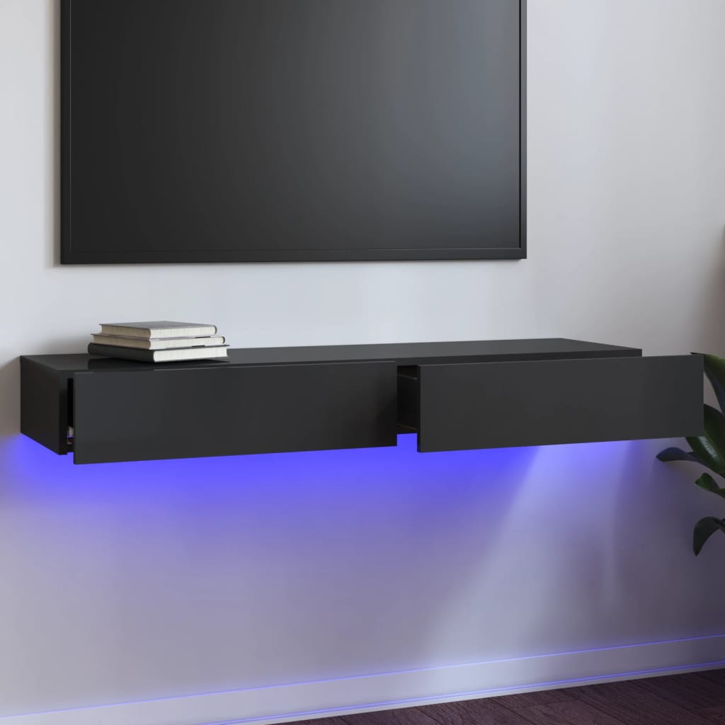 Vetonek Mueble para TV con luces LED gris brillante 120x35x15,5 cm