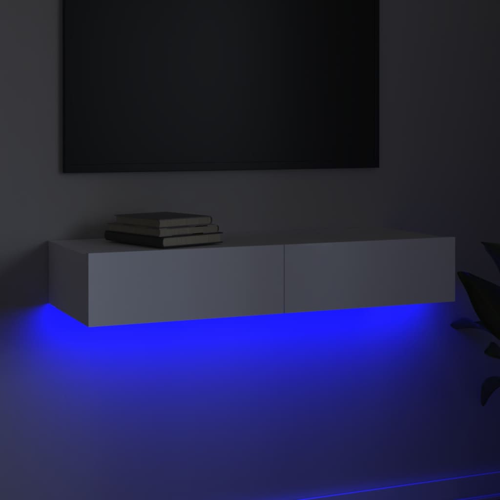 TV furniture with white LED lights 90x35x15.5 cm