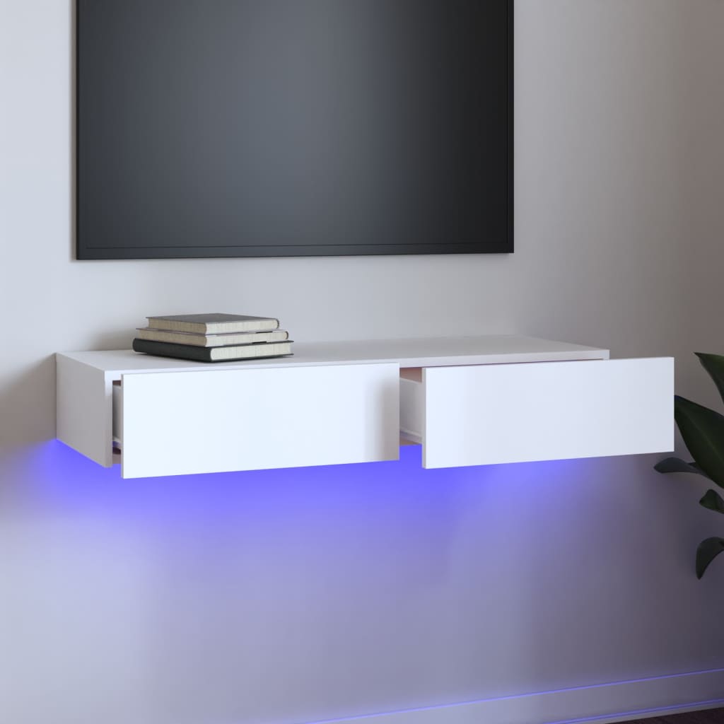 Vetonek Mueble de TV con luces LED blanco 90x35x15,5 cm