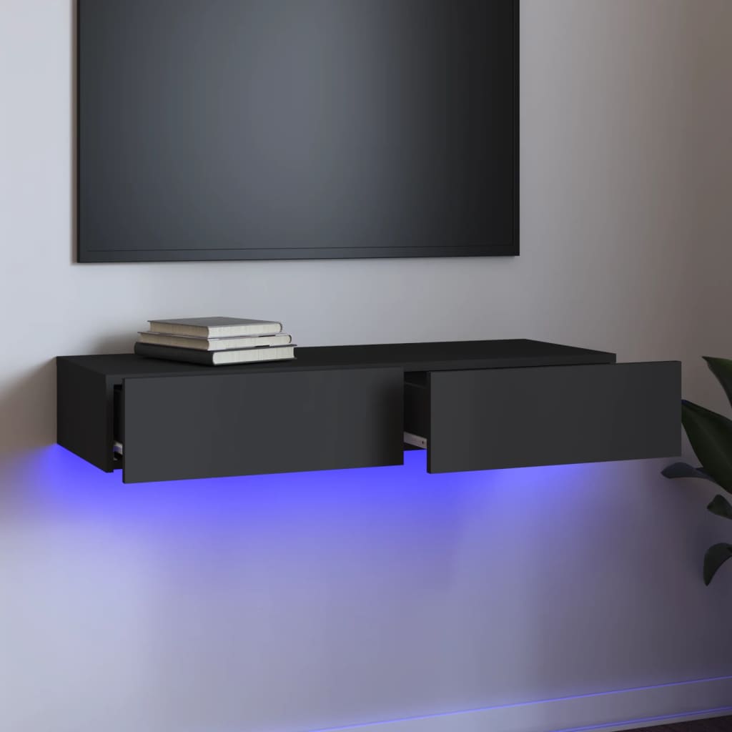 Vetonek Mueble para TV con luces LED gris 90x35x15,5 cm