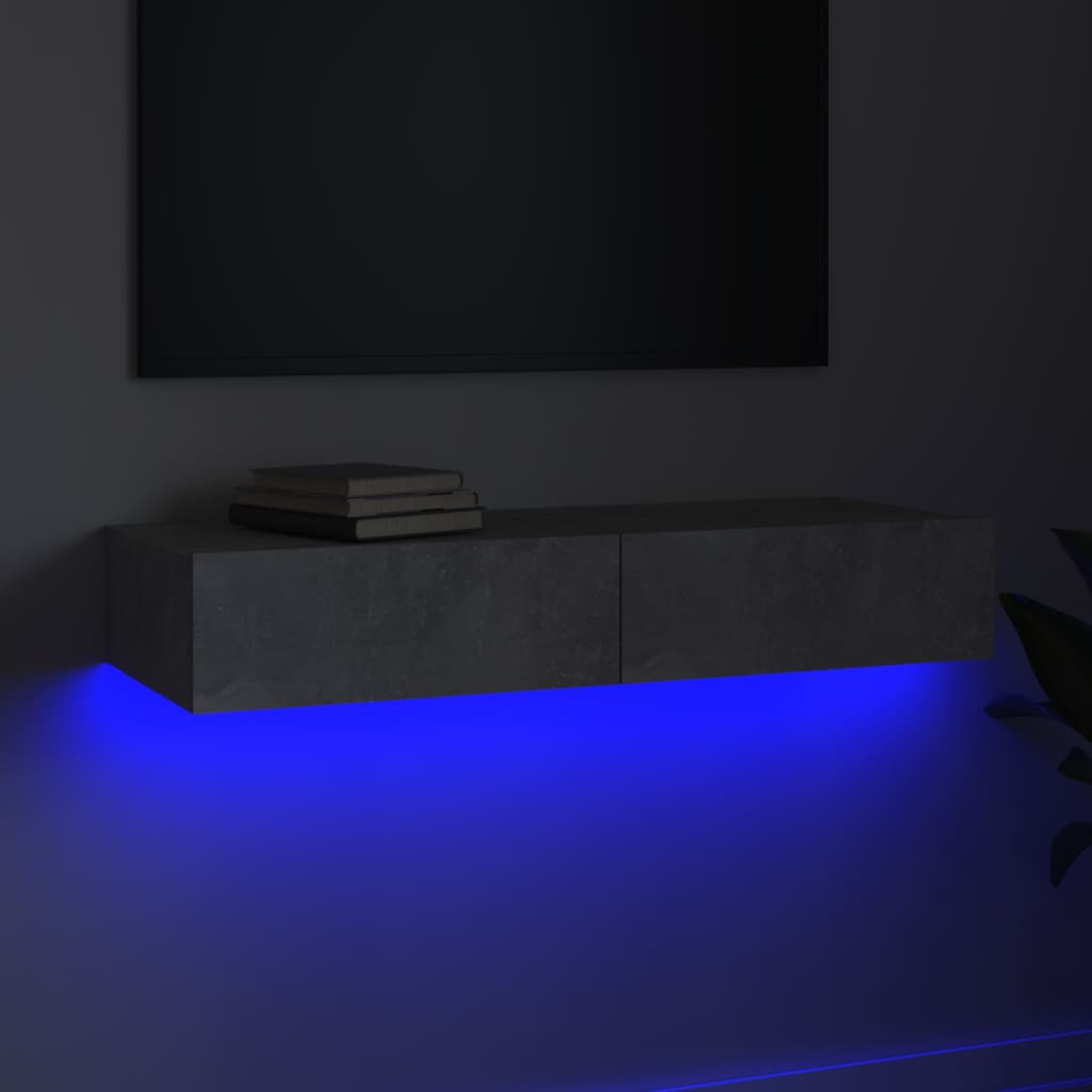 TV cabinet with gray LED lights 90x35x15.5 cm