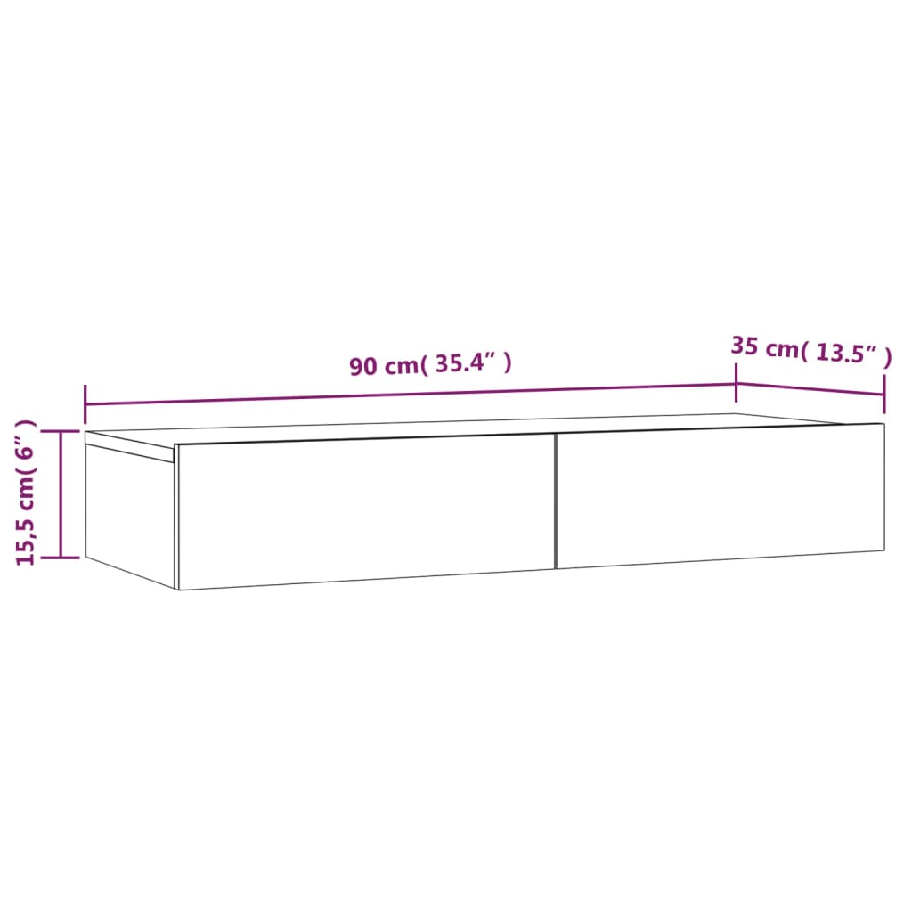 Mobili TV con luci a LED bianche e Sonoma Oak 90x35x15.5 cm