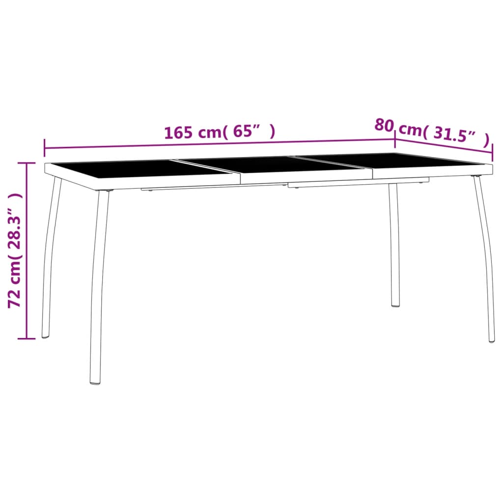 Mesa de jardín malla de acero gris antracita 165x80x72 cm vidaXL