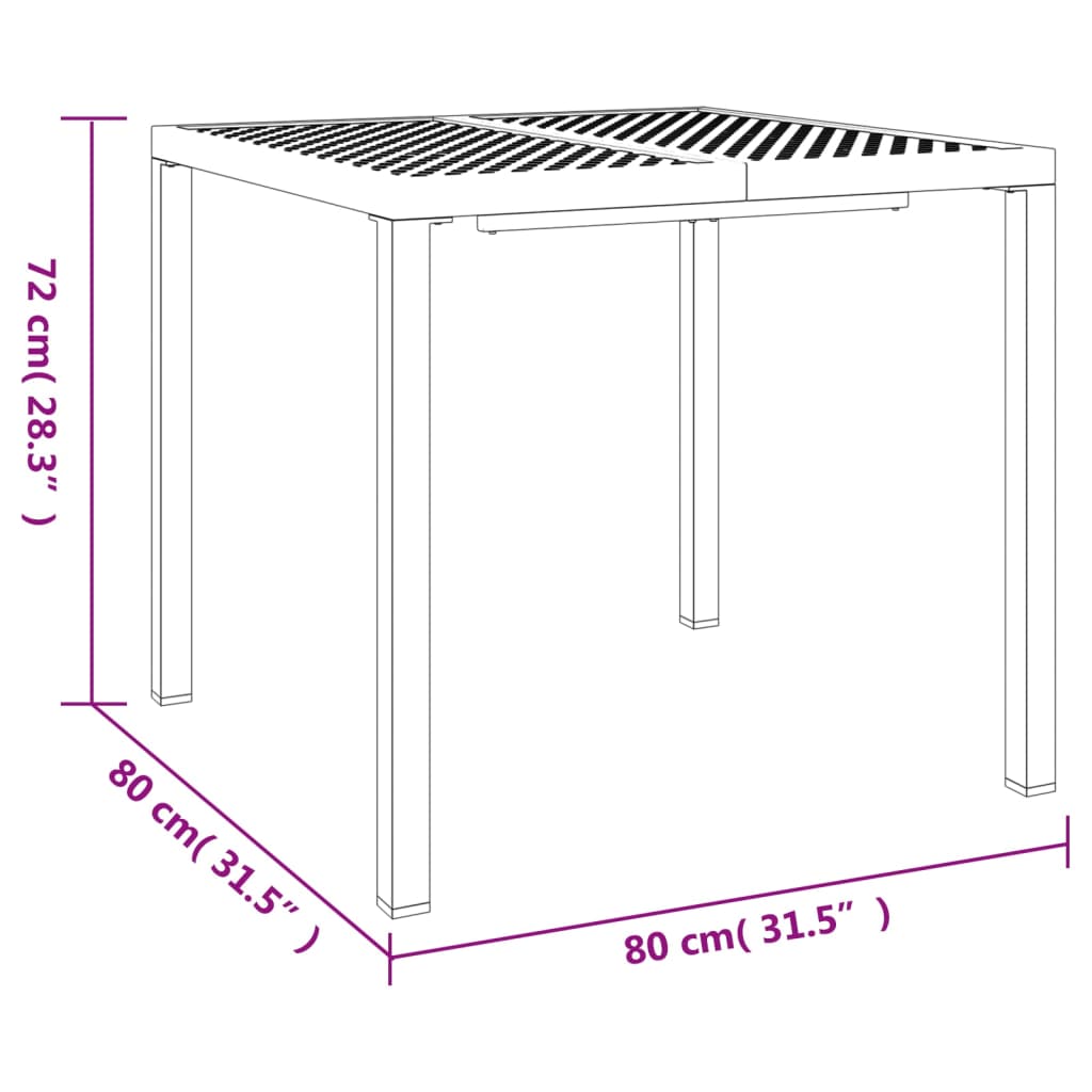 Mesa de jardín de acero gris antracita 80x80x72 cm vidaXL