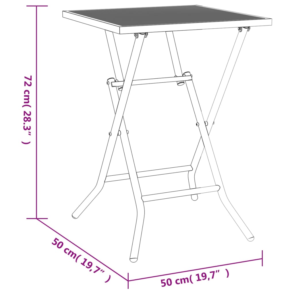 Mesa de jardín plegable malla acero gris antracita 50x50x72 cm